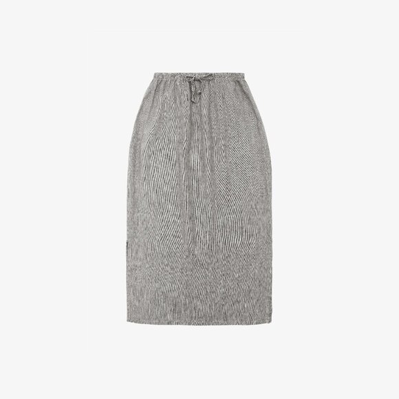 Linen Stripe Drawstring Maxi Skirt - Picture 1 of 2